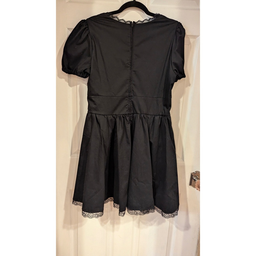 Social Collision Puff Sleeve Corset Mini Dress XL Black Lace Goth Dark Coquette - Picture 7 of 8